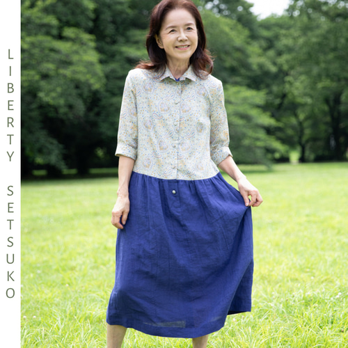 ま*う様 佐橋節子　リバティ　ワンピース リバティ 半袖ワンピース＜18 ラマン＞ ワンピース 佐橋節子