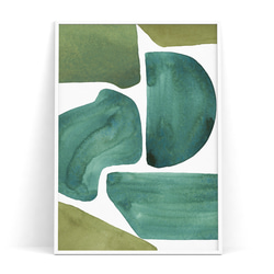 北欧 アートポスター【 abstract  Green Green 】 抽象画 北欧ポスター　グリーン 2枚目の画像