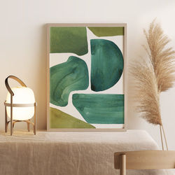 絵画 油絵 原画 抽象画 北欧 グリーン ポップ カラフル F4
