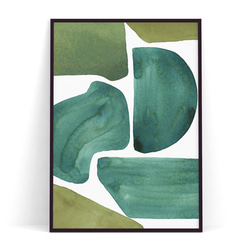 北欧 アートポスター【 abstract  Green Green 】 抽象画 北欧ポスター　グリーン 3枚目の画像