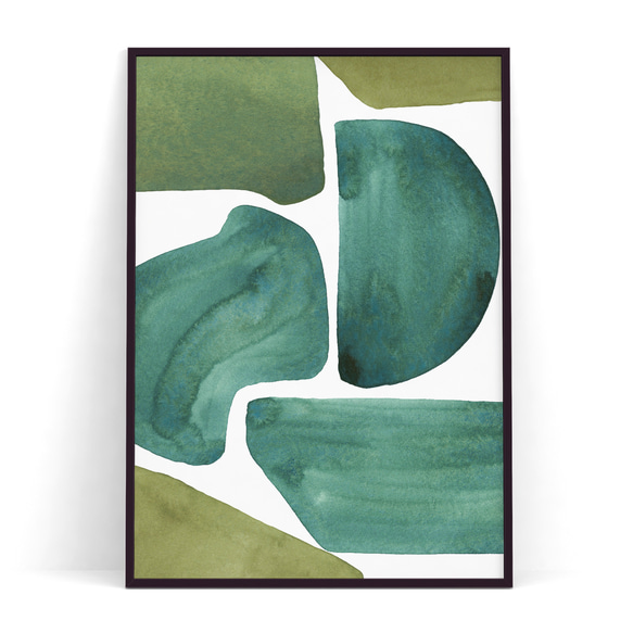 北欧 アートポスター【 abstract  Green Green 】 抽象画 北欧ポスター　グリーン 3枚目の画像