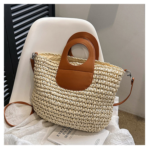 編み大容量トートバッグ 新作 夏の編みバッグ 海辺リゾート用 ビーチ  