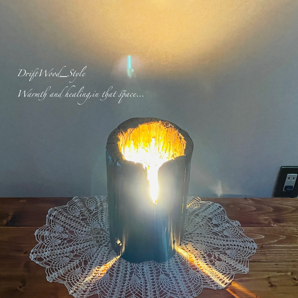 流木インテリア 古い電信柱の流木の間接照明 家具 LED ライト ランプ 照明 切り株 癒し 自然 北欧 11枚目の画像