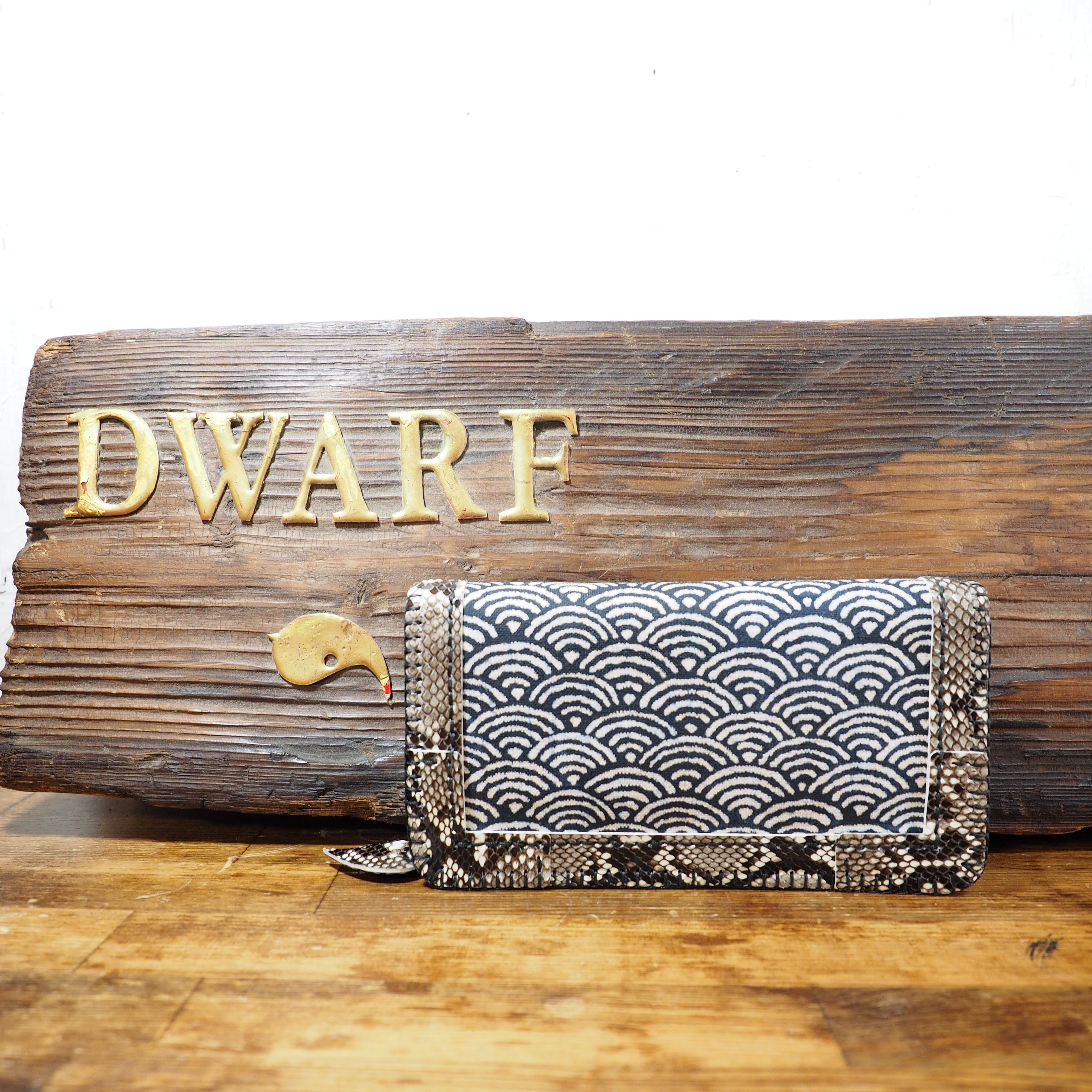 【受注制作】Ｌ字ファスナー蛇×青海波のお財布