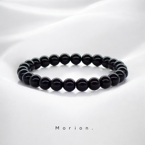 チベット産 最高品質 天然 モリオン 黒水晶 8㎜ 玉 ブレスレット