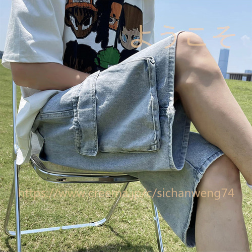 薄手のカウボーイスーツ半ズボン男性ストレートファッションブランドの