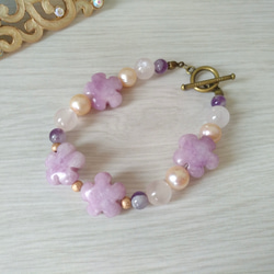 b.205 淡水パールブレスレット ハンドメイド ピンク カジュアル