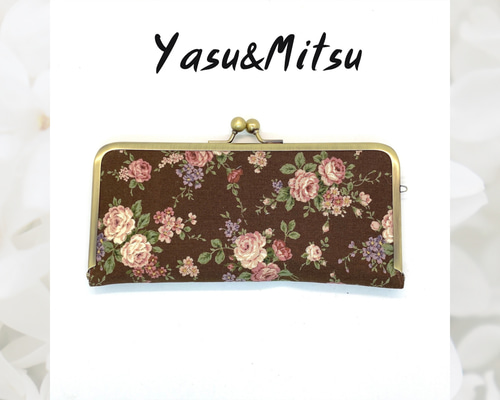 薔薇柄茶色のがま口長財布 長財布 Yasu&Mitsu 多奈花家 通販