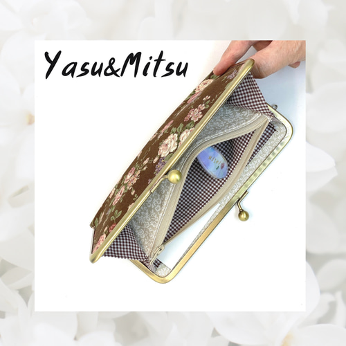 薔薇柄茶色のがま口長財布 長財布 Yasu&Mitsu 多奈花家 通販 薔薇柄茶色のがま口長財布 長財布 Yasu&Mitsu 多奈花家 通販