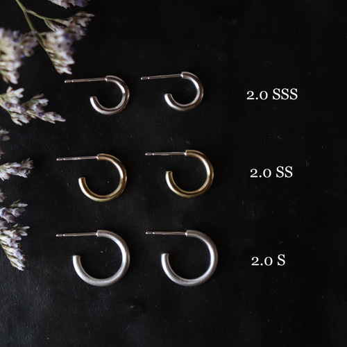 2.0SSS×silver×片耳用】極小フープピアス/メンズピアス/受注制作