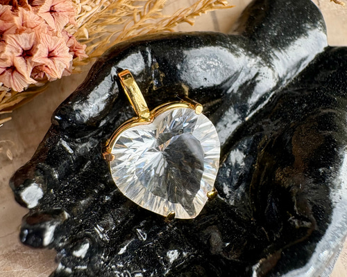 宝石カット】*s925水晶ハートペンダントトップ114 ペンダント