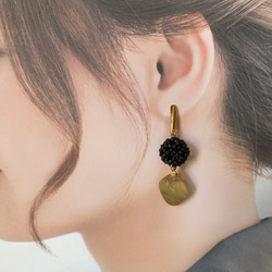 神聖幾何学フラーレン 水晶2ミリ球 ピアスに見えるイヤリング 大人