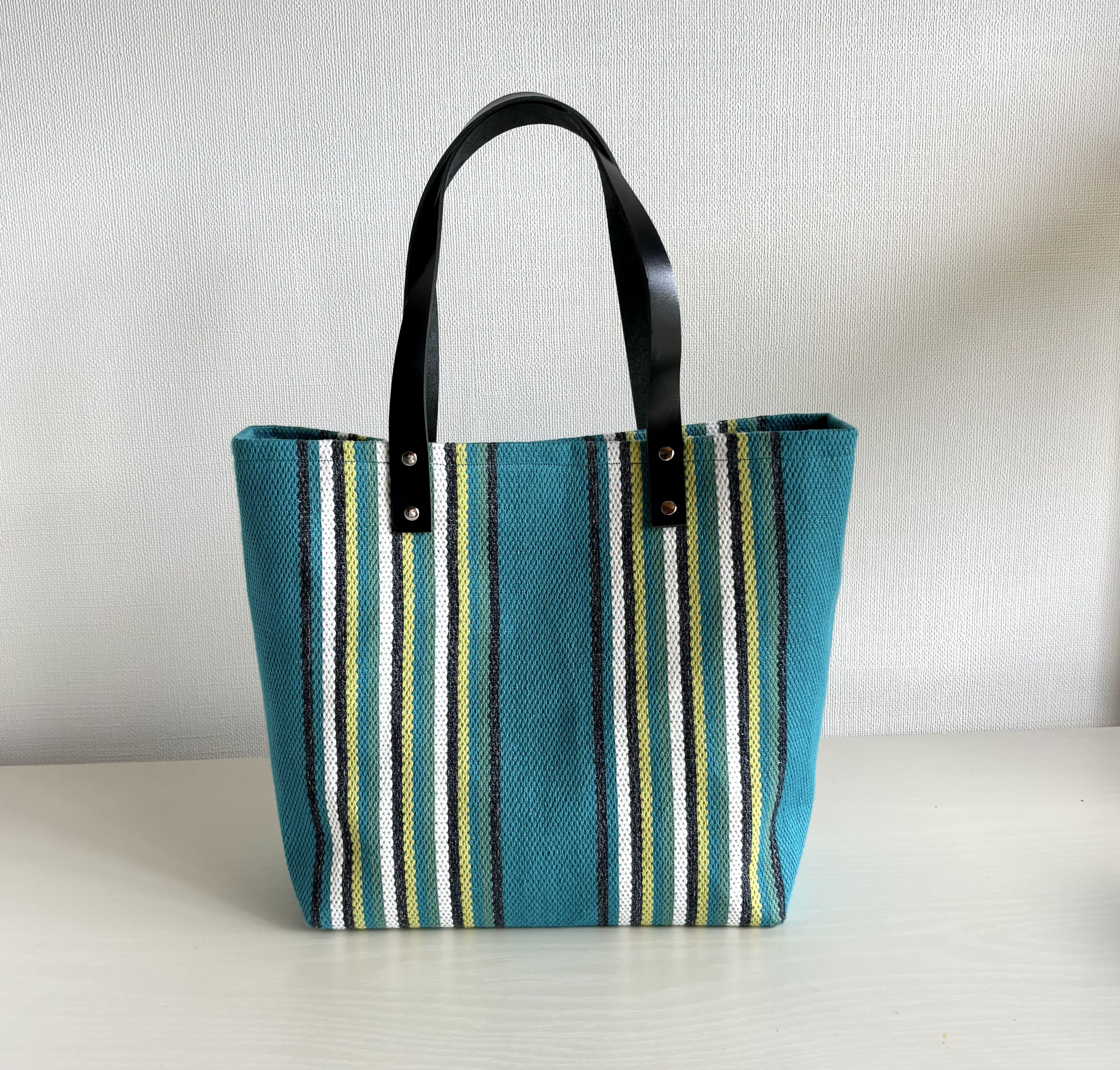 トートバッグ(手織り)/かる〜いおでかけバッグ（ターコイズブルー）