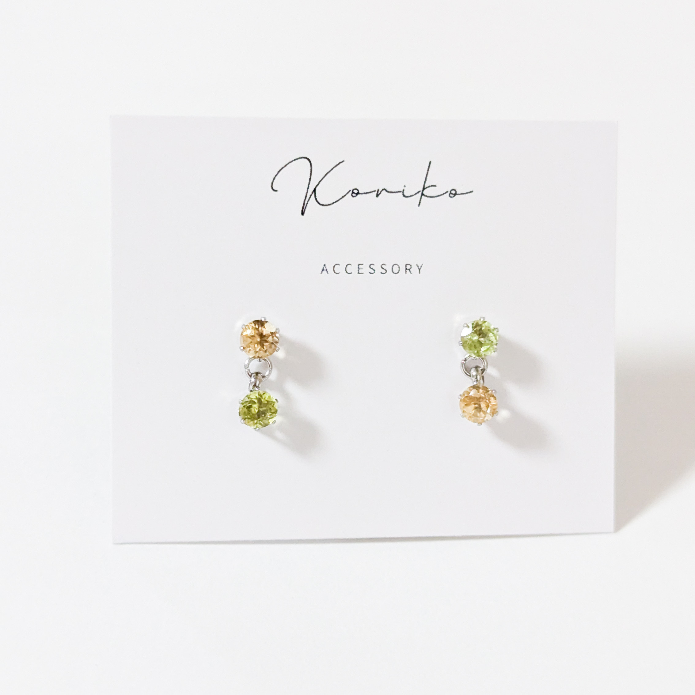 天然石ペリドット✕シトリン ピアス　サージカルステンレス　金属アレルギー対応　小さい　小ぶり 5,100円