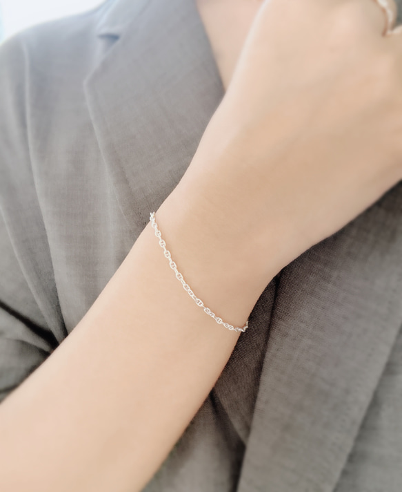 【Silver925】長さが選べる♡ anchor chain Bracelet (small) 2枚目の画像
