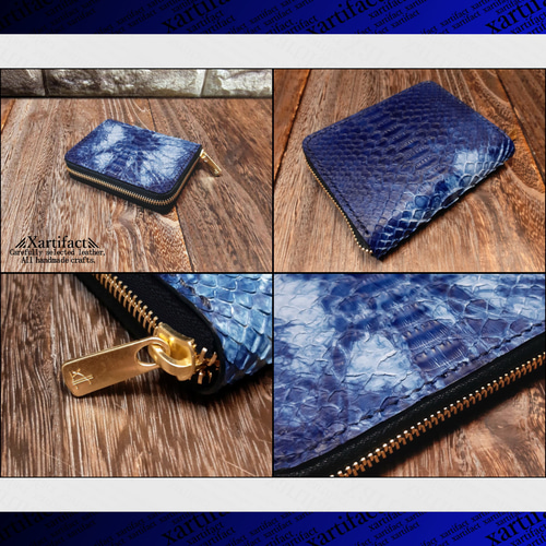 ネイビー パイソン皮三つ折り財布 楽天市場】パイソン（形状（財布）三つ折り財布）の通販