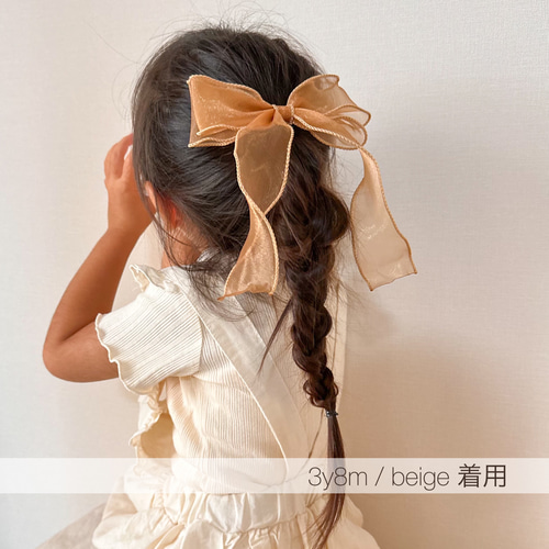 ひらひらオーガンジーリボンヘアゴム（ 全4色 ） / キッズ ヘア