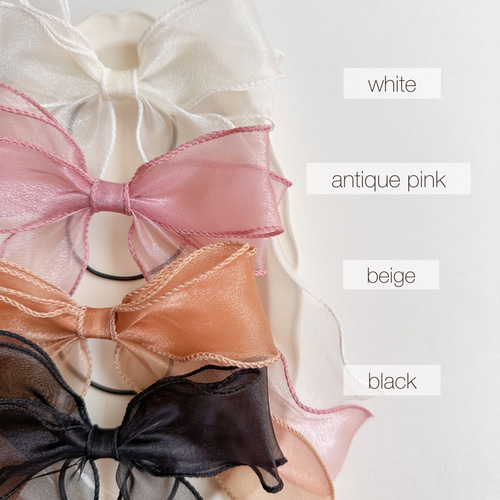 ひらひらオーガンジーリボンヘアゴム（ 全4色 ） / キッズ ヘア