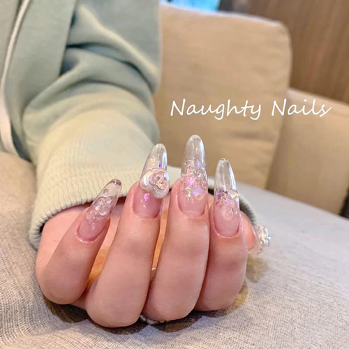 星カラフル】P752(2個)ネイルパーツ 白 パール ポップ 量産型 スター