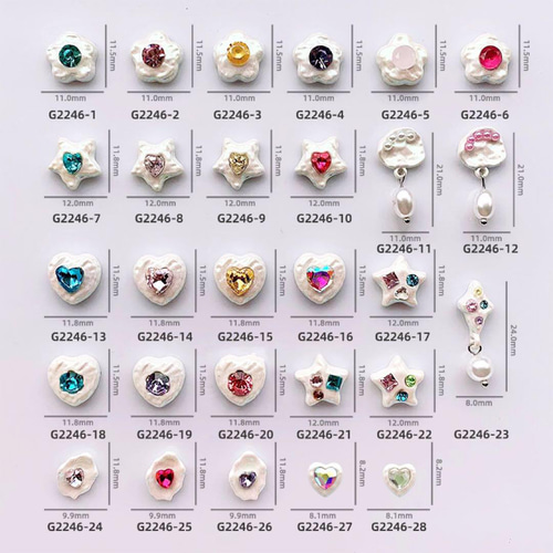 星カラフル】P752(2個)ネイルパーツ 白 パール ポップ 量産型 スター