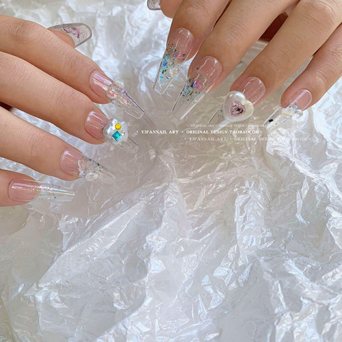 星カラフル】P752(2個)ネイルパーツ 白 パール ポップ 量産型 スター