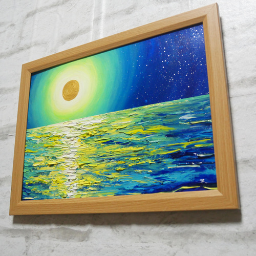 油絵 油彩 油彩画 絵 絵画【海雪の月】 | HIROSHI1990