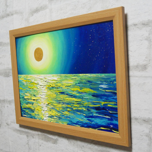 油絵 油彩 油彩画 絵 絵画 【満月の夜に月の光】 絵画 HR 通販 油絵 油彩 油彩画 絵 絵画 【満月の夜に月の光】 絵画 HR 通販