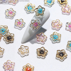 ランダムMIX】P808(10個)ネイルパーツ お花 和柄 桜 成人式 金