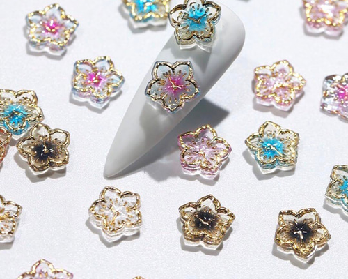 ネイルパーツ　おまとめ購入♡ ランダムMIX】P808(10個)ネイルパーツ お花 和柄 桜 成人式 金
