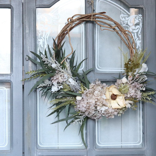 ムニュムニュ リース ロングサイズ ドライフラワー フレンチシャビー シャビー ムニュムニュ リース ロングサイズ ドライフラワー フレンチ