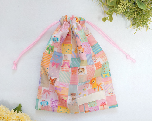 22ファブリック使用＊裏地付き巾着 その他入園グッズ &SMILE−移動