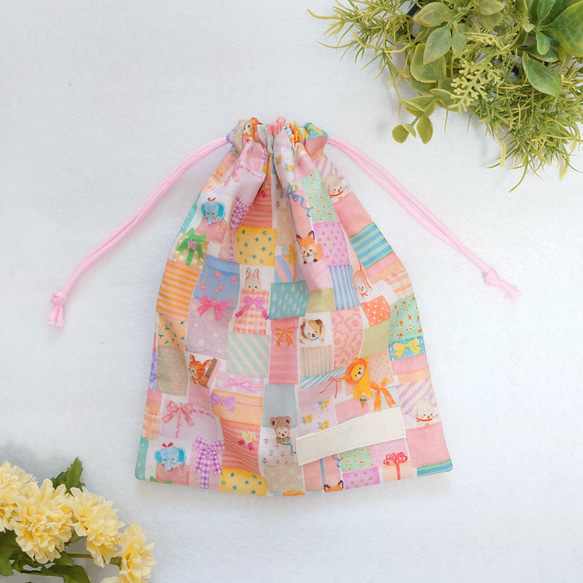 22ファブリック使用＊裏地付き巾着 その他入園グッズ &SMILE−移動