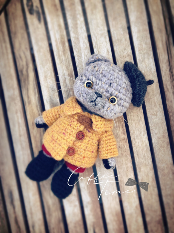 あみぐるみ　ねこ　ブリティッシュフォールド #秋色