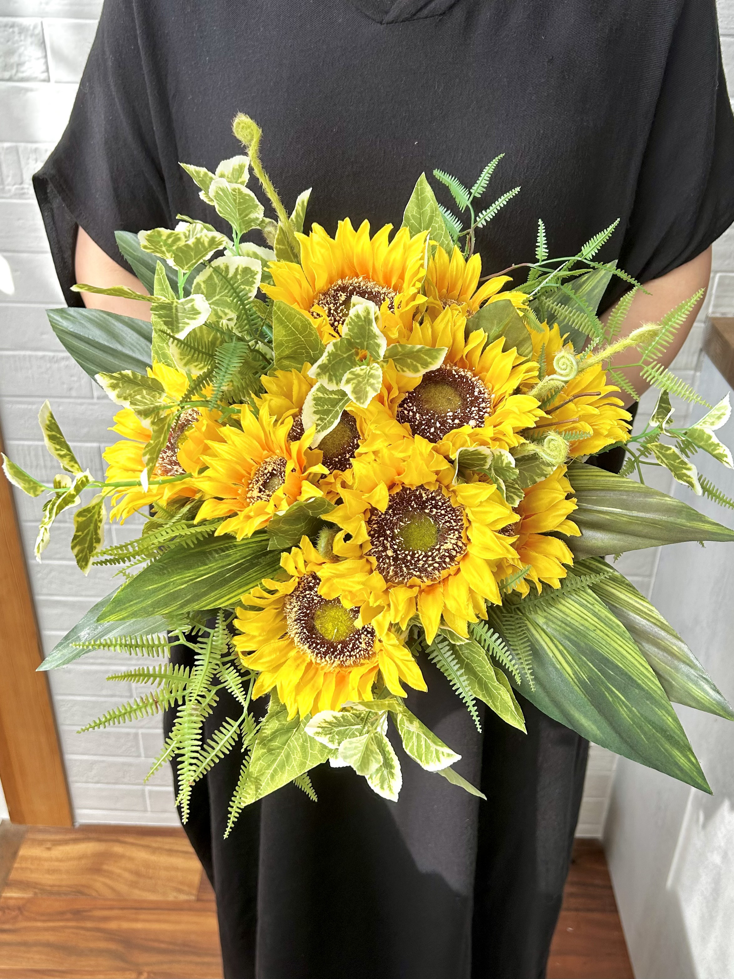 《送料無料》パッ！と明るいひまわりブーケ(ブートニア・ヘアパーツset)☆