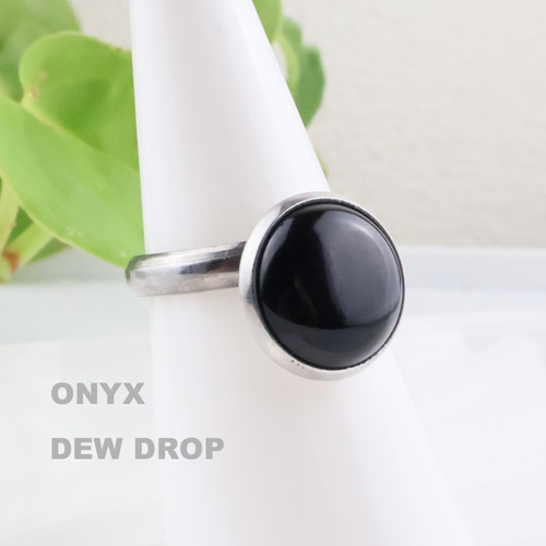 フリーサイズ オニキス 12mm フラットカボション 甲丸 リング 指輪  