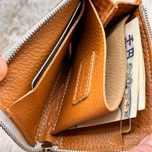 新作✨L字ファスナー財布【タンジェリンオレンジ】エイジングも