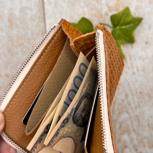 新作✨L字ファスナー財布【タンジェリンオレンジ】エイジングも