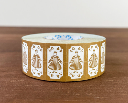 ラベラーシール マールちゃん レトロ 茶 女の子 テープ ラベルシール