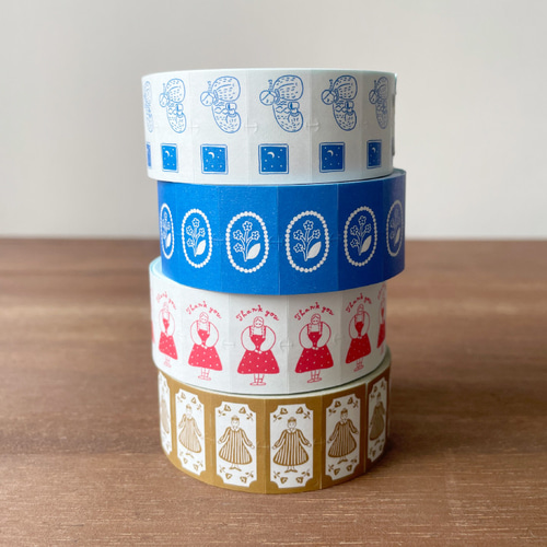 ラベラーシール マールちゃん 珈琲 青 北欧 テープ ラベルシール