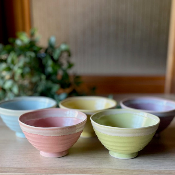 【限定販売】うす彫り茶碗・小サイズ　シャーベットシリーズ 1枚目の画像