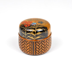 □山中漆器 嘉匠菴 中村 孝也作「蔦 高香合 川蝉蒔絵 」な-0106 その他