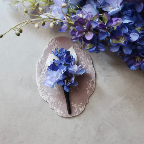 【ウェディングブーケ】アーティフィシャルフラワー　ブーケ　ブートニア デルフィニウムのウェディングブーケ・ブートニア/アーティフィシャル