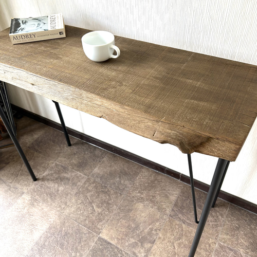 古材一枚板ダイニングテーブル 鉄脚付き091 店舗什器 ディスプレイ