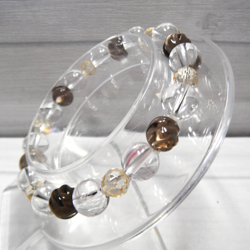 シトリン スモーキークォーツ 天然石ブレスレット 癒し 厄除け 幸運を呼ぶ希望の石～ スモーキークォーツ＆シトリン＆水晶