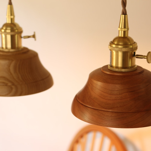 小さな木製ランプシェード：チェリー：サイズ φ135 シーリング