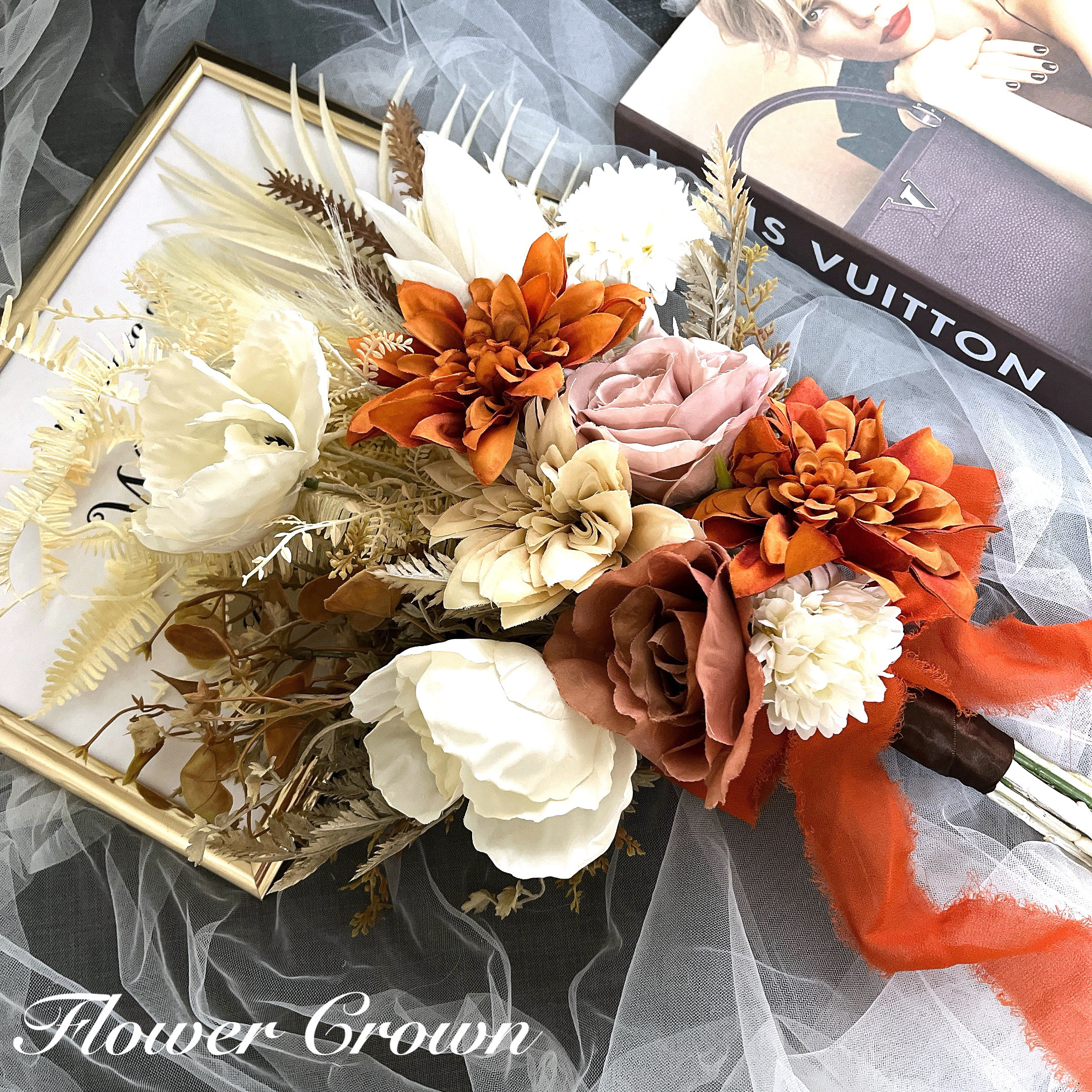 受注 アーティフィシャルフラワーブーケ クラッチブーケ 結婚式 ブライダル ドライフラワー 風 ウエディングブーケ 9,048円