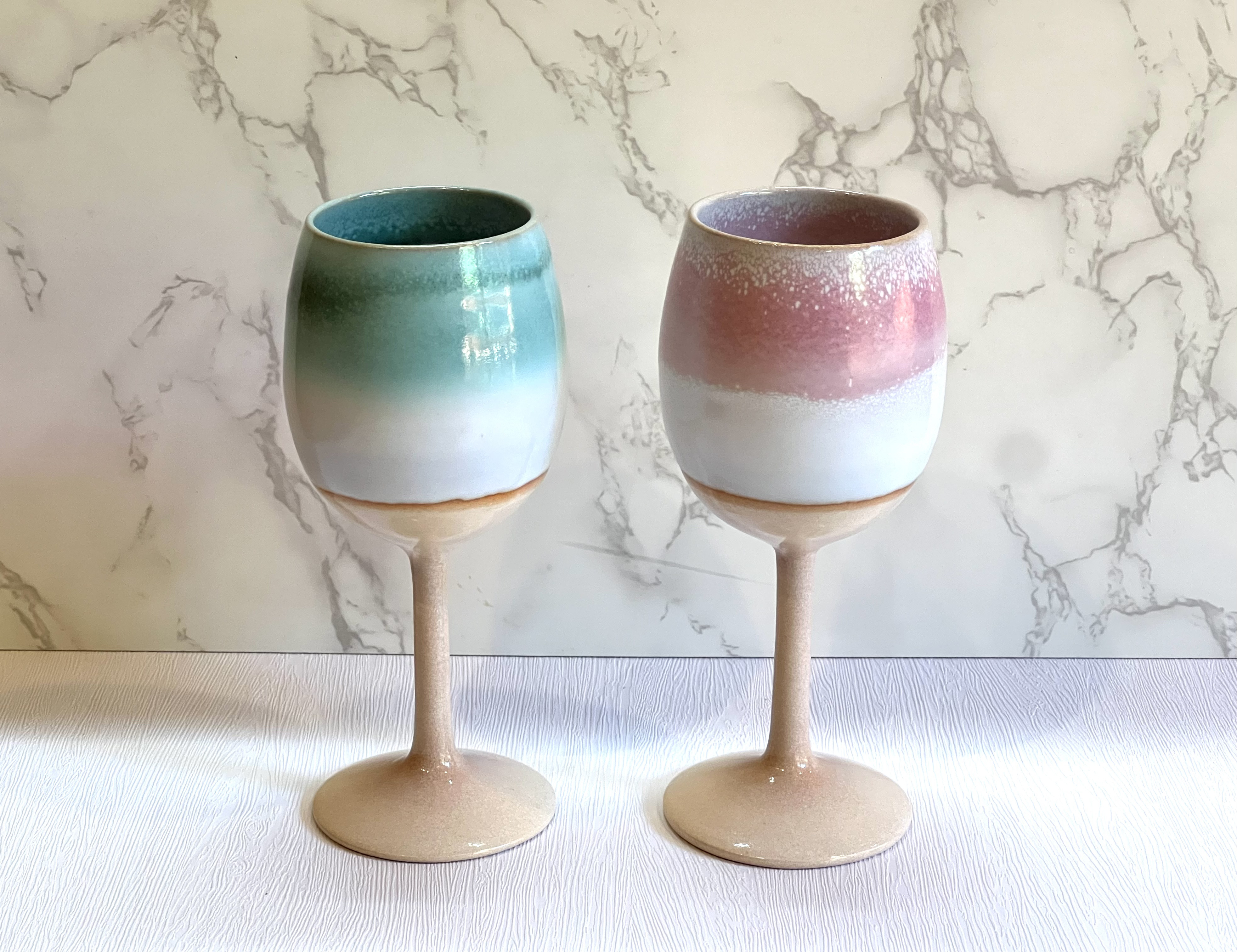 お酒が美味しくなる 萩焼 「SAKE CUP」緑彩・桜彩ペア