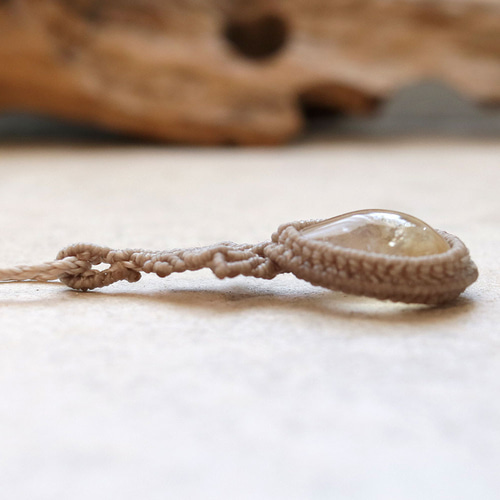 シトリン天然石マクラメネックレスmac393エスニックアジアン