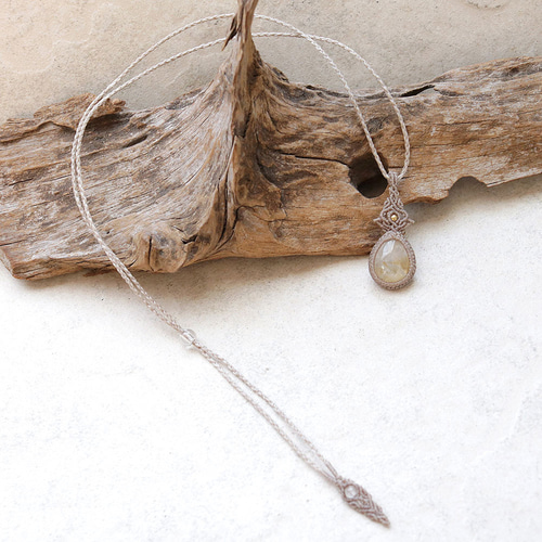 シトリン天然石マクラメネックレスmac393エスニックアジアン