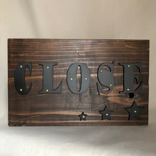 OPEN CLOSE 看板】置き型 両面 立体 WooD 木製 表札 シンプル